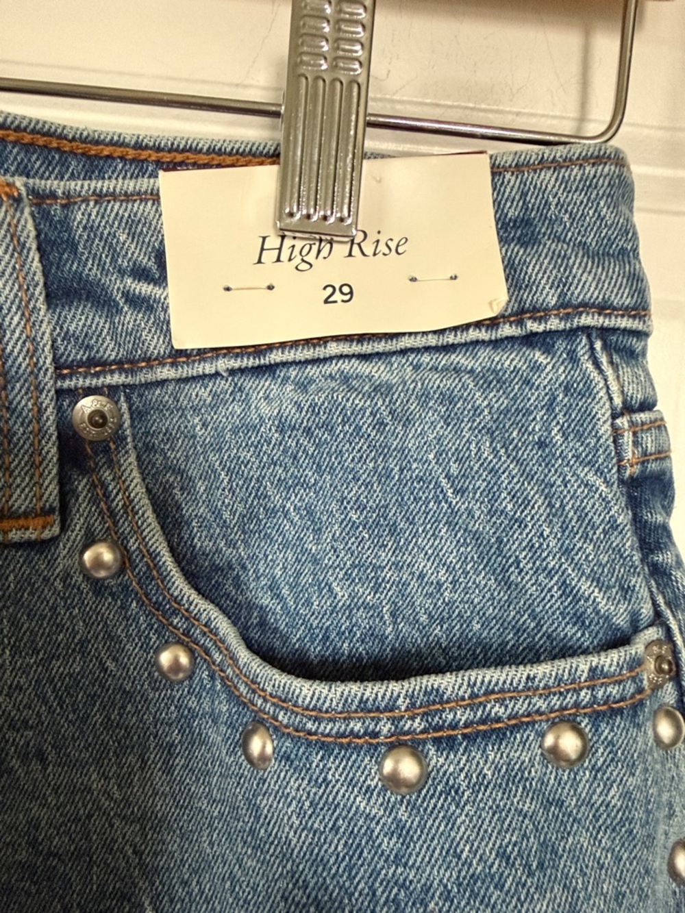 Abercrombie & Fitch Blue Denim Mini Skirt with Silver Studs - Picture 3 of 4